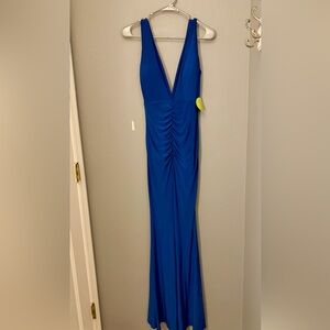 SOLD Windsor Royal Blue Formal Dress NWT Medium Plunge Ruched Maxi Gown